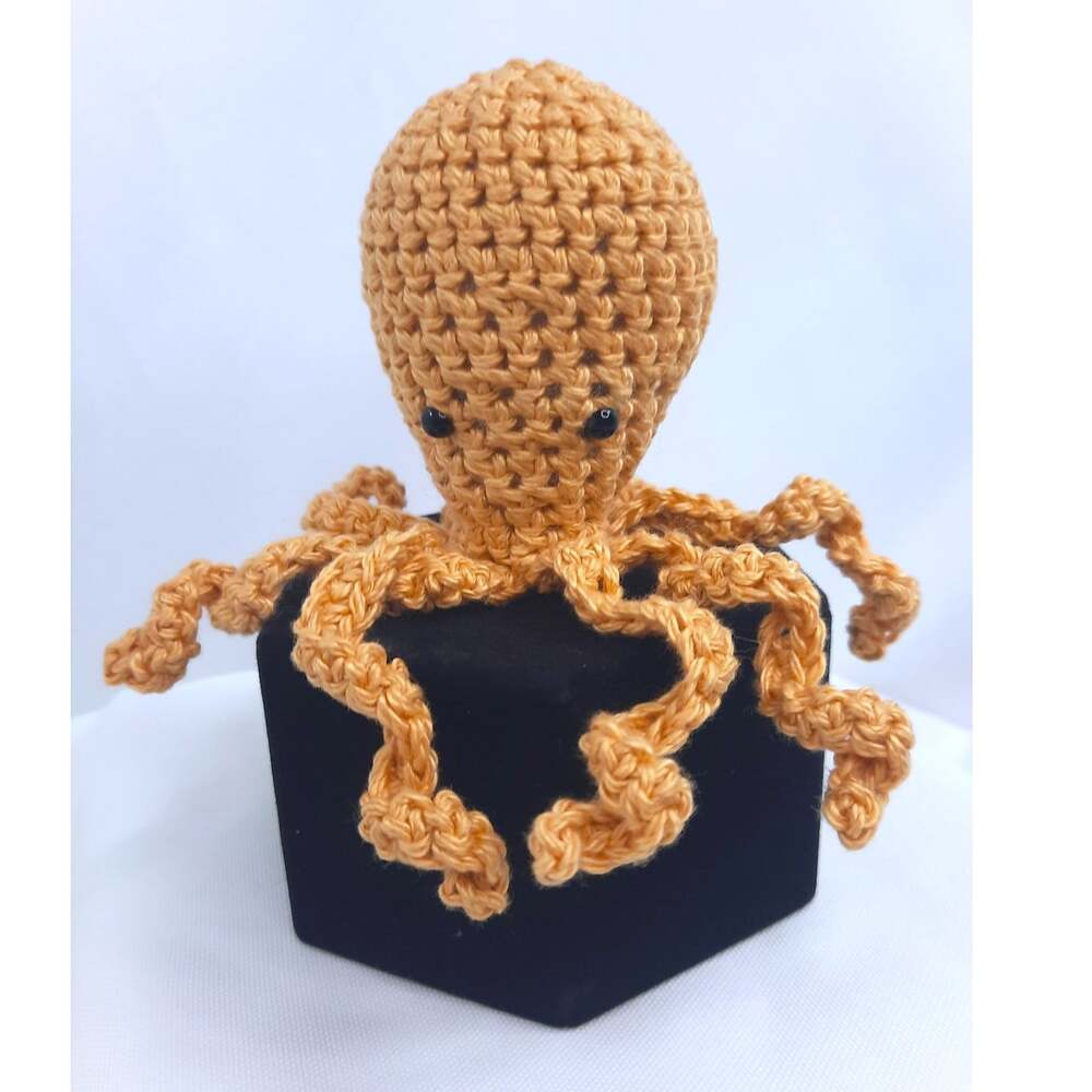 Handmade Crochet Octopus Amigurumi Plush Toy Mustard Yellow Cotton Yarn NEW